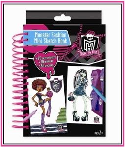 Monster High Dolls Fashion Design Mini Sketch Book Markers Stickers 