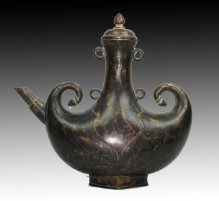 Antique Indian Mughal Bronze Pilgrim Flask 17th Century Islamic India 