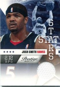Josh Smith 2010 11 Prestige Stat Stars Game Used Jersey Card Atlanta 