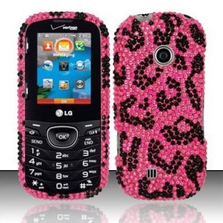 LG Cosmos 2 VN251 Verizon Hard Case Silver Snap on Cover Pink Leopard 