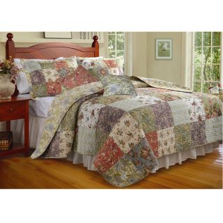 Blooming Prairie 3 Piece King Size 100 Cotton Bedspread Quilt Set 2 