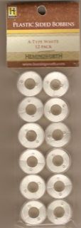 Hemingworth Prefilled BOBBINS White 75 Weight Type A 12 Count with 