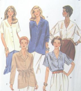 Misses Blouse Sewing Pattern Button Pleat V Neck 9359