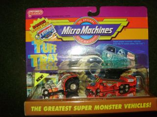 MICRO MACHINES TUFF TRAX SASSY MASSEY PULLING TRACTOR WITH SLED galoob 