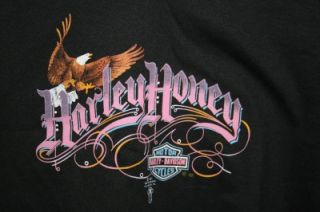 Harley Honey Woman Black Med Lace shirt 3D Emblem USA