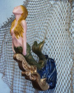 Small Mermaid Ships Figurehead Nautical Folk Art Decor