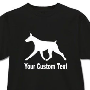 Doberman Dog Custom Text Adult T Shirt Sz XS XL Style 1