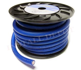   PREMIUM 0 GAUGE BLUE POWER WIRE GROUND CABLE 1/0 AWG CAR AUDIO WIRING
