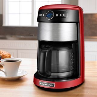 KitchenAid 14 Cup Glass Carafe Coffee Maker Digital Red Stainless Her 