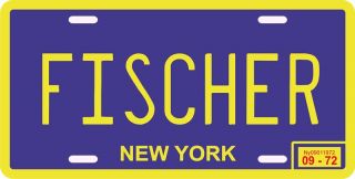 Bobby Fischer 1972 Chess Champion NY License Plate