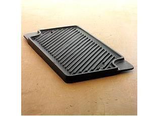 Bobby Flay 2 Sided Cast Iron Double Burner Griddle Grill Pan 20x10 