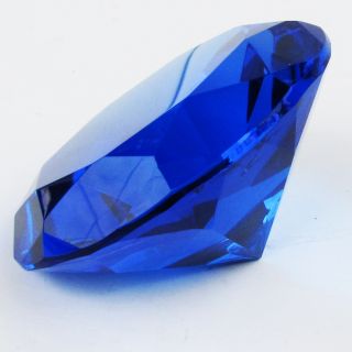 Big 100mm Cobalt Blue 100 mm Cut Glass Crystal Giant Diamond Jewel 