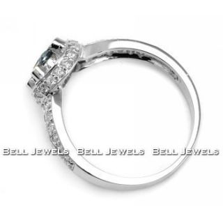 Fancy Blue White Diamond Engagement Ring 14k White Gold