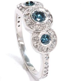 80 Carat 3 Three Stone Blue White Diamond Engagement Ring White Gold 