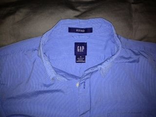 BNWOT Gap Mens Blue Pinstripe Dress Casual Button Down Shirt Size 