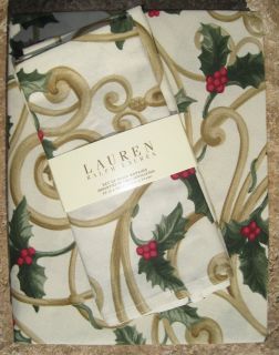 Ralph Lauren Pine Grove Holly Tablecloth Set 70 Round or 60 x 84 