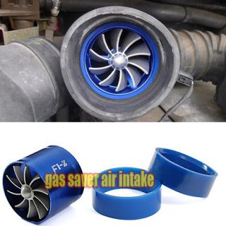   Car Gas Saver Supercharger Turbine Turbo Charger Air Intake Fan Blue