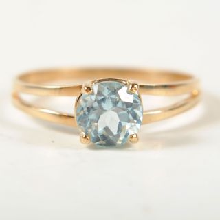 Ladies 3 4ct Blue Topaz Solitaire 10K Yellow Gold Ring Size 7 5 ♥ 0 