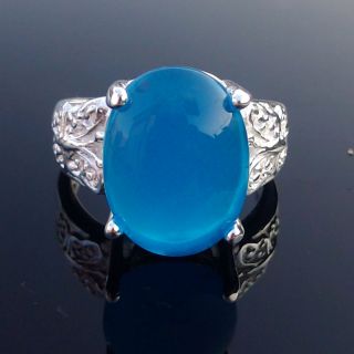 Vintage Gemstone Jewelry Silver Gemsone Ring Blue Stone Ring Size 8 