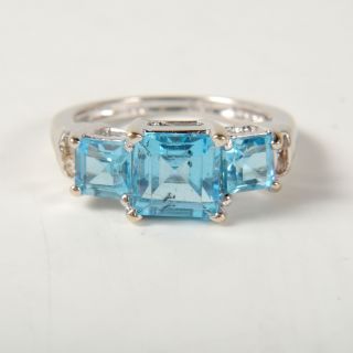 Ladies Blue Topaz Diamond 10K White Gold Ring Size 4 ♥ 1 9DWT ♥ 1 