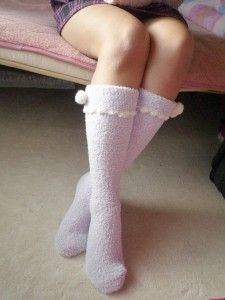   SUPER SOFT FLUFFY THICK CREAMY BLUEBERRY CAKE VIOLET CUFF SLOUCH SOCKS