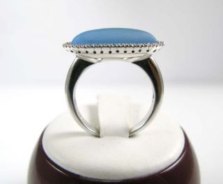 Ladies 14k White Gold Blue Topaz Diamond Ring 5 22ctw