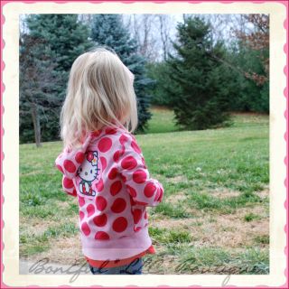 BonEful RTS Boutique Fabric 2 3 Girl Sweatshirt Zip Dot Red Pink Top 