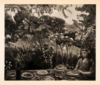 1939 Photogravure Pierre Bonnard Lunch Garden Picnic Tree Wine 