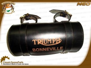 Brand New Triumph Bonneville Black Leather Tool Roll Bag Vintage Auto 