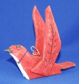 Emile Bluteau Folk Art Primitive Carving Listed Quebec Red Bird