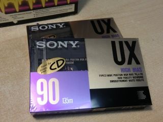 Box of 5 Sony UX90 High Bias Blank Cassettes New SEALED