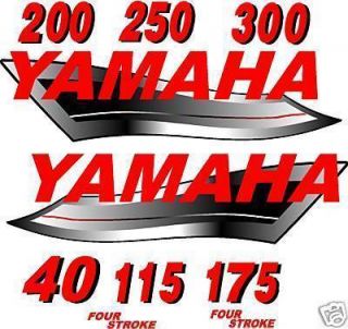 Yamaha Outboard Boat Motor Sticker Decals Red Set