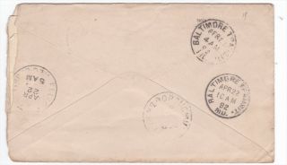 Hampden Sidney College 1892 Cover to Boonsboro MD Missent