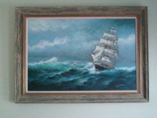 Bob Sanders Original Oil Painting on Canvas of Clipper SHIP on The 