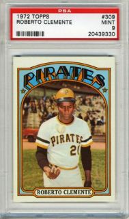 1972 Topps 309 Bob Roberto Clemente PSA 9 Mint Pittsburgh Pirates 