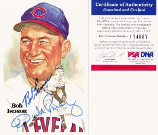   Perez Steele Baseball Postcard Bob Lemon Autographed PSA DNA