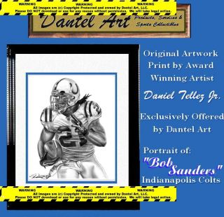 Bob Sanders Lithograph Poster Print in Colts Jersey