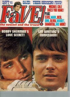 Fave Magazine Oct 1969 Bobby Sherman Davy Jones Len Whiting Elvis Mike 