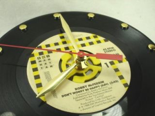 Bobby McFerrin DonT Worry Be Happy Recycled Vinyl Record Clock 45rpm 