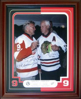 Bobby Hull Gordie Howe Autographed Sign Framed 16x20