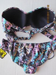 Body Glove Twist Bandeau Bikini Swim Bathing Suit Surfrider Bottoms M 