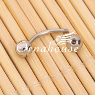   Stainless Steel Ball Curved Eyebrow Ring Barbell Body Jewelry Piercing