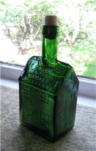 EC Boozs Old Cabin Whiskey Bottle 1840 Green Glass NJ