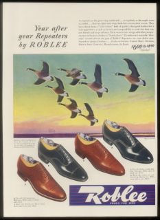 1942 Lynn Bogue Hunt Geese Art Roblee Shoes Print Ad