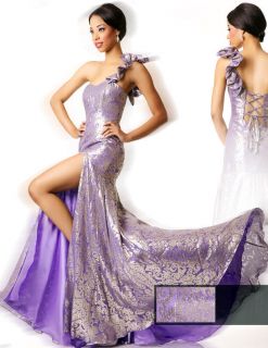 Dana Mathers Jackie Purple Metallic Formal Gown Prom Pageant Dress 