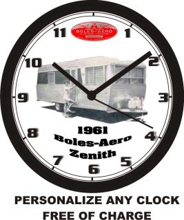 1961 BOLES AERO ZENITH TRAVEL TRAILER WALL CLOCK