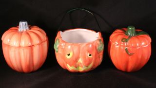 Halloween Fall Pumpkin Ceramic Candy Container Bowls