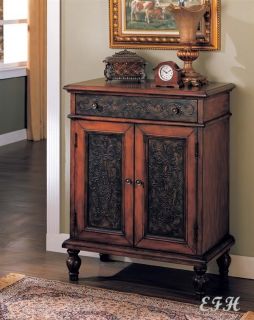 Traditional Distressed Cherry Bombe Hall Chest Console