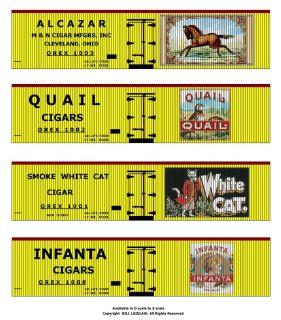 Tobacco Road Boxcar Set 1 s Scale Printed Reefer Sides Inc White Cat 