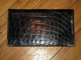 Bond Street Black Alligator Leather Billford Wallet with 14k Gold 3 